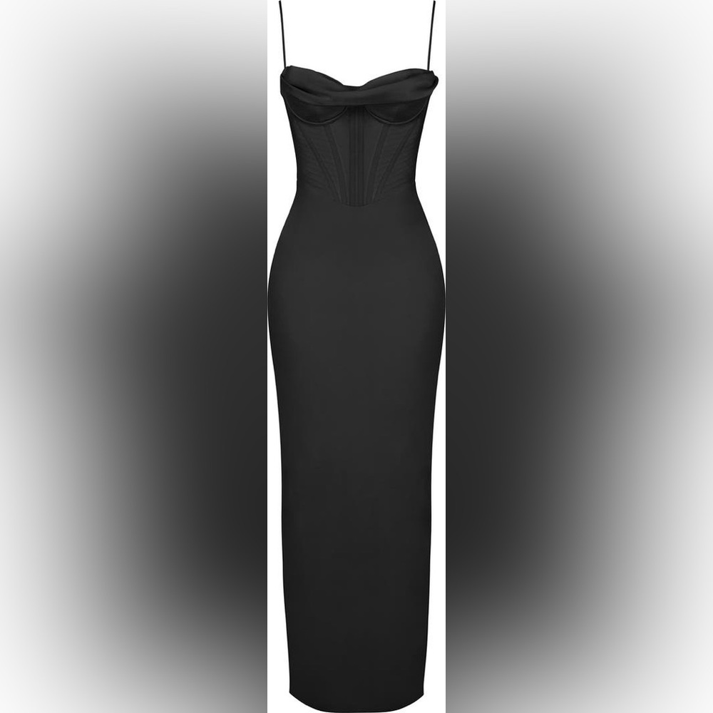 HOUSE OF CB 'Charmaine' Black Corset Maxi Dress gown size S - Picture 3 of 5
